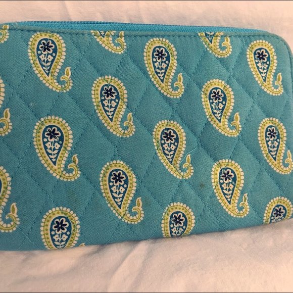 Retired Vera Bradley Bermuda Blue Travel Wristlet - Picture 1 of 4